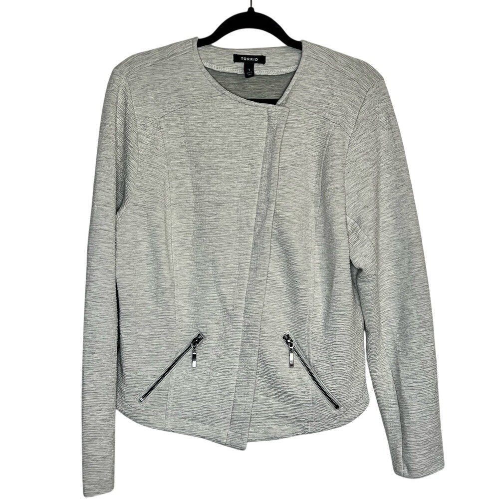 Torrid Women's Gray Double Knit Moto Jacket - Size 1 (14/16 - 1x)